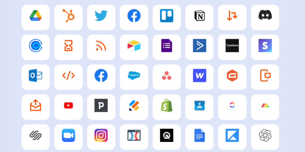 A collection of various social media and technology-related icons on a light background.